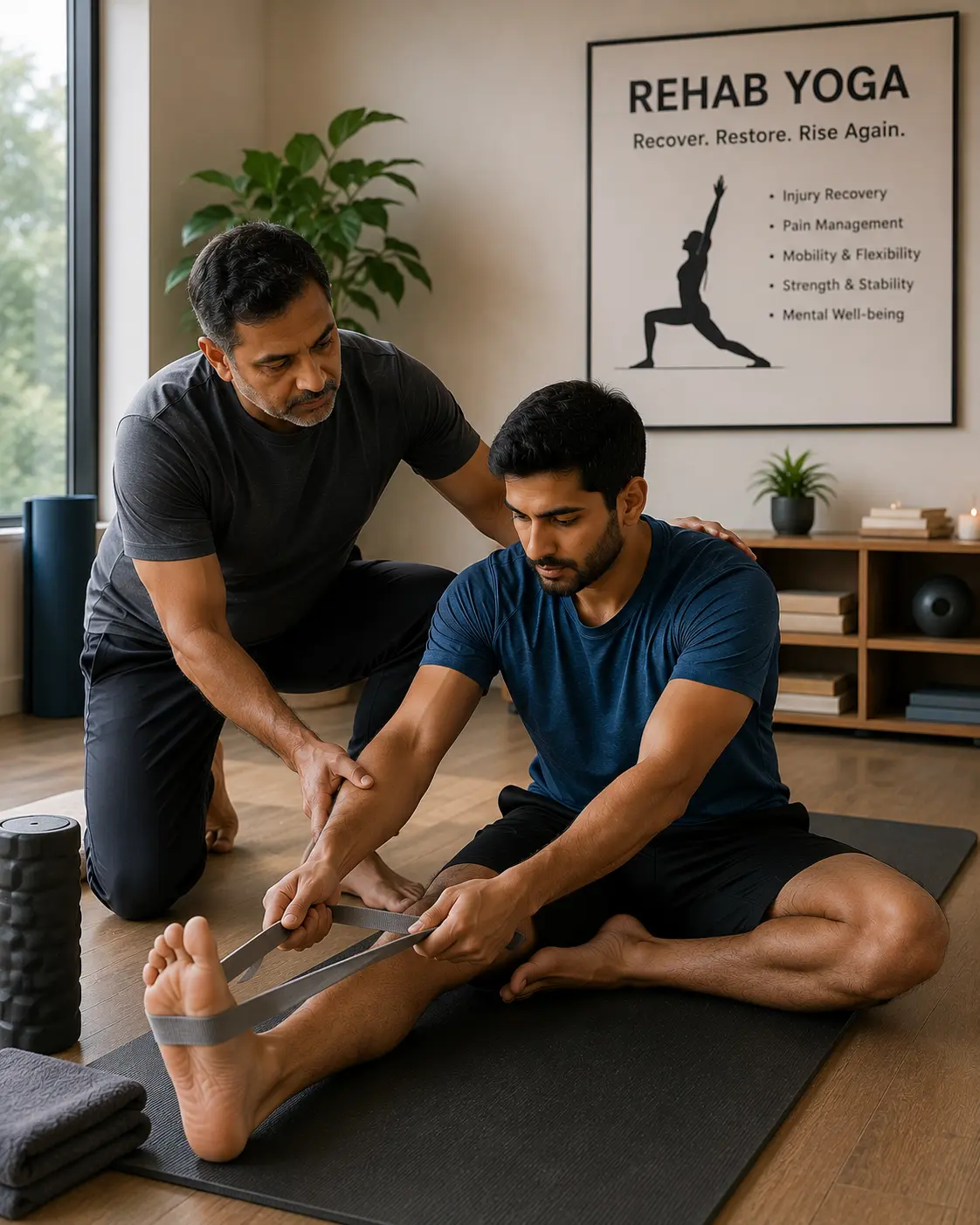 Certified rehab yoga instructor at home session in Delhi NCR